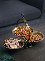 歐式美式印度進口黃銅雕花可折疊干果籃奢華茶幾糖果收納盤擺件