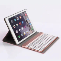 For iPad Air 2 iPad 6 Ultrathin Smart PU Leather Case Stand Cover+Detachable 7 Colors LED Backlit Wireless Bluetooth Keyboard