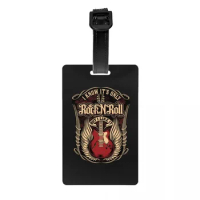 It's Only Rock And Roll Luggage Tag for Suitcases Guitar Heavy Metal Music Lover Privacy Cover Name ID Card