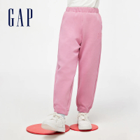 【GAP】女童裝 Logo束口鬆緊褲 空氣三明治系列-粉色(891981)