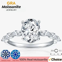 2ct Oval Cut Moissanite Engagement Rings for Women s925 Sterling Sliver Plated 18k White Gold Promis