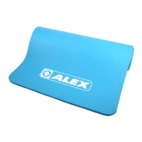 ALEX 運動地墊10MM-圓角-瑜珈墊 塑身 止滑墊 附收納袋 藍 F