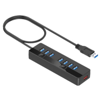 USB Hub One for Seven Multi-Interfaces USB3.0 5Gbps+USB Charging Port Hub Splitter Extension with 2 Independent Switches