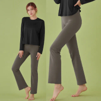 【STL】現貨 YOGA METRO NY 9 韓國瑜珈 地鐵合身 小喇叭 無尷尬線 運動機能 長褲(拿鐵咖啡VelvetBrown)