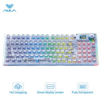 AULA F98PRO Wireless Mechanical Keyboard Bluetooth Hot Swappable Transparent RGB Backlit Custom Gaming Keyboard for Windows/Mac