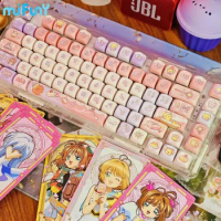 ECHOME Cardcaptor Sakura Keycaps Custom Cherry Profile Key Caps Cute Pink Cartoon Keyboard Caps for Rainy75 Mechanical Keyboard