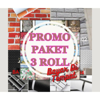 Paket 3 Roll COD | Terlaris Wallpaper Sticker Dinding Murah Batu Alam 3D | Polos | Abu | Hitam | COK