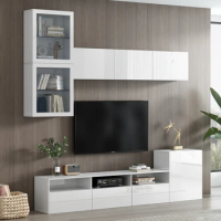 High Gloss TV Stand with Ample Storage Space, Media Console for TVs Up to 75", Versatile Entertainment Center