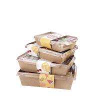 20PCS Kraft paper packaging box can be printed fried rice salad disposable lunch container