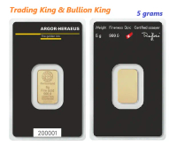 5 grams Argor-Heraeus Gold bar - Classic | Purity 999.9 | Brand New | LBMA