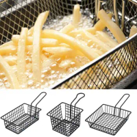 Fried Basket Long Handle Metal Fry Potato Chip Container Anti Scald Kitchen Fried Cooking French Fries BasketFor Party BBQ Bread