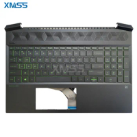 NEW Laptop US Keyboard Palmrest Cover FOR HP Pavilion 15-EC Backlit Green Keys