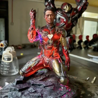The Avengers Endgame Anime Figure Iron Man Mk85 Snap Your Model Dolls Gk Kneeling Statue Collection Decoration Birthday Toys Gif