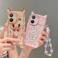 sarung telefon dengan telinga comel Casing vivo Y16 Casing, corak kartun Sarung, lengkung sarung, te