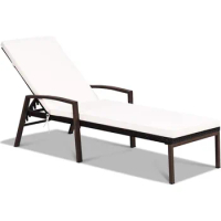 Outdoor Chaise Lounge Chair, Reclining Chaises Lounge with Cushion and Armrest, Outdoor Chaise Lounge Chair