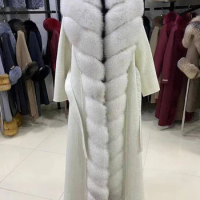 Winter Coat For Women Wool Cashmere Coat Women Real Fox Fur New White Wool Coat Women Fashion
