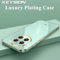 KEYSION Luxury Plating Case for Realme 12 Pro+ 5G 12+ 5G TPU Silicone Square Shockproof Phone Cover for Realme 11X 5G 11 Pro+ 5G