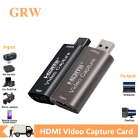 Grwibeou 4K Video Capture Card USB 3.0 2.0 HDMI Video Grabber Record Box for PS4 Game DVD Camcorder Camera Recording Live Stream