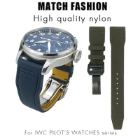 Nylon Leather Watchband 20mm 21mm 22mm Fit for IWC Le Petit Prince Big Pilot TOP GUN IW3777 Black Sport Fiber Canvas Watch Strap