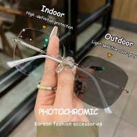 *READY STOCK AT MALAYSIA*High Quality Photochromic Frameless Glasses Blue Light Blocking Glasses Non
