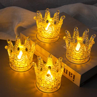 Clear LED Crown Candle Light Simple LED Ambient Light Christmas Halloween Decor Jelly Candle Хэллоуин свечи キャンドル ジェル Candles