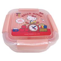 小禮堂 Hello Kitty 方形四扣瀝水籃保鮮盒 1500ml (磅秤款)