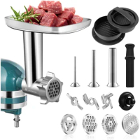 Meat Grinder Attachment for KitchenAid Stand Mixer,AAOBOSI Food Grinder Attachments Include 2 Grinding Blades,4 Plates,3 Sausage
