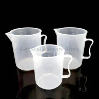 1pcs Laboratory 250ml/500ml/1000ml/2000ml/3000ml/5000ml Clear Plastic Measuring Cup Graduated Handled PP Beaker