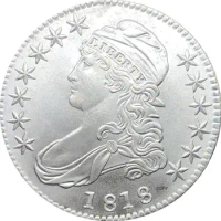 1818 United States 50 Cents ½ Dollar Liberty Eagle Capped Bust Half Dollar Cupronickel Plated Silver White Copy Coin