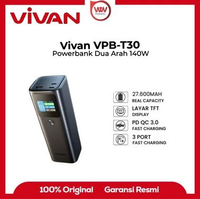 Vivan Power Bank VPB-T30 27600mAh Fast Charging 140W Gray