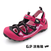 【G.P】可拆式兩用護趾包頭涼鞋 童鞋(黑桃粉色)