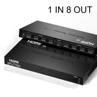 4K 1X8 HDMI Splitter 1 In 8 Out Splitter Audio Video Converter for DVD PS3 PS4 Camera Laptop PC To TV Monitor Multiple Display