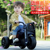 Children's Electric Motorcycle Can Sit on Adult Double Charging Tricycle Baby Toy Car Double Drive Outdoor Travel Scooter