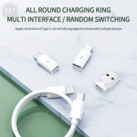Multifunctional Data Cable Fast Charging PD 60W 4in1 USB-C to USB Type C Data Wire Micro Lightning Cable Set Storage Stick