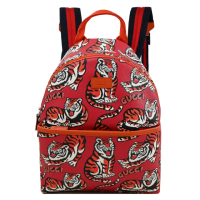 【GUCCI 古馳】Kids 限定款老虎插畫輕便淑女包旅用包後背包(紅/橘)