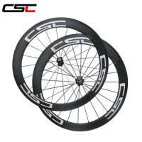 CSC U shape 25mm wide carbon wheels 700c 60mm tubular bike wheelset Novatec hub