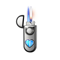 Heart Gas Window Double Flame Lighter Metal Butane Cigarette Lighter Butane Gas Lighters Bbq Lighter in The Kitchen