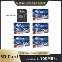 Netac Original Memory SD Card Micro with Adapter microSDXC cards 512gb 256gb 128gb 64gb 32gb U3 Memoria Storage Card A1 P500