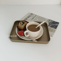 「About Life」銅色復古長方形金屬托盤北歐ins茶盤點心盤早餐盤