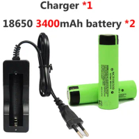 2pcs/lot 18650 Rechargeable Battery 3.7v 3400mah for Panasonic Li-ion Battery + 1* 803C Charger for Flashlight Power Bank