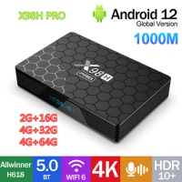 Wifi6 X98H PRO TV Box Android12 Allwinner H618 2G 16G TVBOX 4G 32G 64G 1000M BT5.0 2.4G 5G Wifi HD In Media Player Set Top Box
