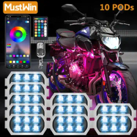 10pcs Pod Million Multi-Color RGB Motorcycle Underglow Neon LED Accent Light Kit