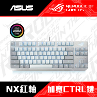 【ASUS 華碩】ROG STRIX SCOPE NX TKL moonlight white 紅軸電競鍵盤(月光白)