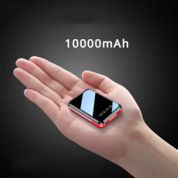 10000mAh LED Digital Display Portable Mini Power Bank Mirror Screen Powerbank External Battery Pack Powerbank For Mobile Phones