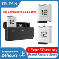 TELESIN Endurence Battery For GoPro Hero 12 11 10 9 1750 mAh Battery 3 Slots TF Card Battery Storage Charger Box For GoPro 12 11