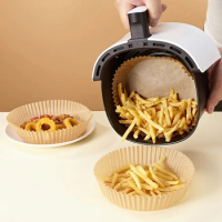 50pcs Air Fryer Paper Liner Disposable Non-Stick Oven Mat Steamer Round Paper Baking Mats Kitchen AirFryer Baking Accessories