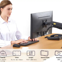 ขาตั้งจอคอมแบบ 1จอ NB F80 (รับจอ17\- 30\")PC Monitor Arm Adjustable Gas Spring Full Motion Desktop L