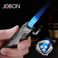 Jobon Luxury Portable Metal Triple Torch Jet Windproof Flame Lighter Gadgets For Men Gift Without Gas