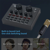 V8 Sound Card Microphone Sound Mixer Sound Card Audio Mixing Console for Sing Live Android Apple Tab
