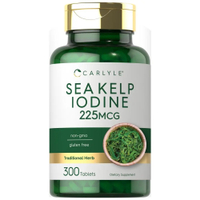 Carlyle Sea Kelp Iodine Supplement | 225mcg | 300 Tablets | Non-GMO Gluten Free | Traditional Herb S